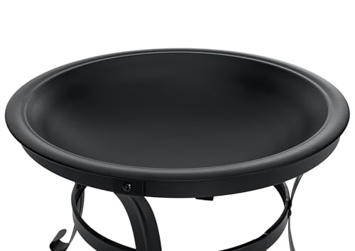 SINGLYFIRE 26 Inch Fire Pit for Outside Outdoor Wood Burning Firepit Bowl Heavy Duty Bonfire Pit Steel Firepit for Patio Backyard Camping Deck Picnic Porch with Spark Screen,Log Grate,Poker