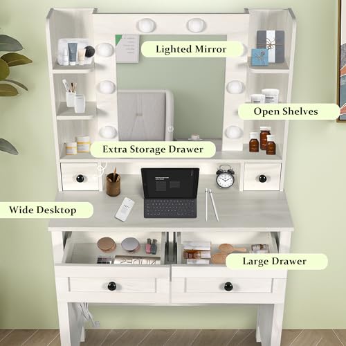 Vanity Desk with Mirror and Lights, 31.4