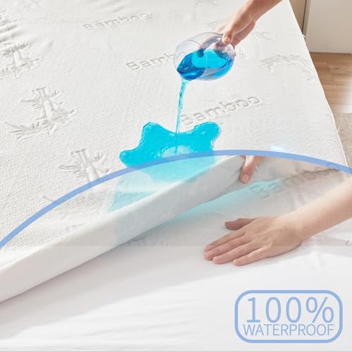 Waterproof Mattress Protector, Twin XL Size Cooling Mattress Pad Fitted 6-18