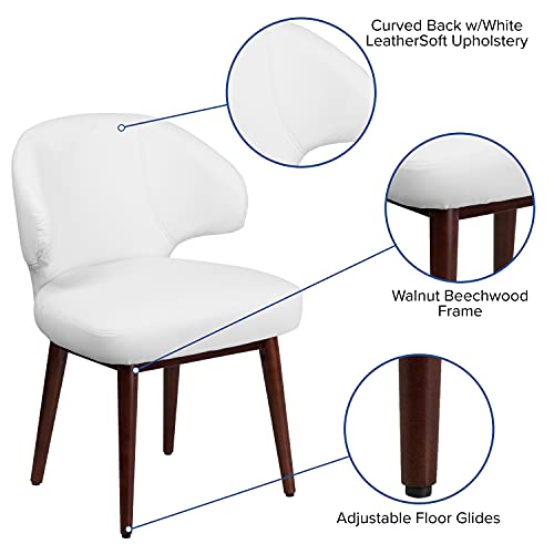 EMMA + OLIVER Brown LeatherSoft Side Reception Chair with Walnut Legs