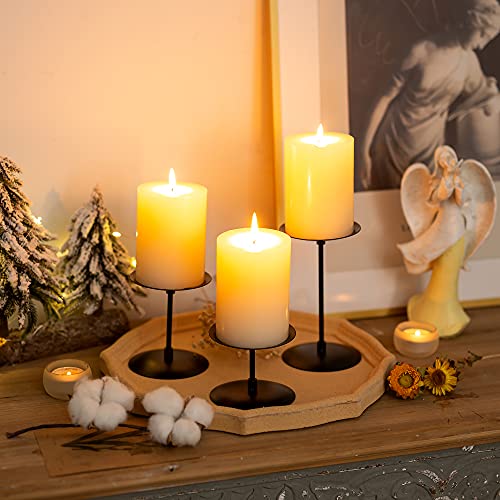 Pillar Candle Holders Candle Plates - Set of 24 Candelabra Candle Stand Iron Plate Minimalism Modern Home Mantel Dinning Table Christmas Decorations Centerpiece for Wedding, Party, Events, Gold