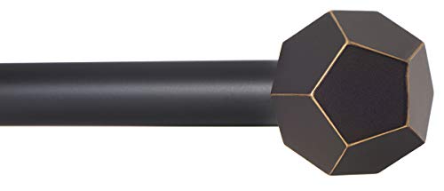 Ivilon Drapery Treatment Window Curtain Rod - Faceted Hexagonal 1 inch Pole. 28 to 48 Inch. Satin Nickel