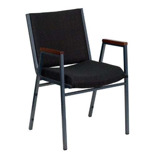 Flash Furniture HERCULES Series Heavy Duty Gray Fabric Stack Chair with Arms and Ganging Bracket