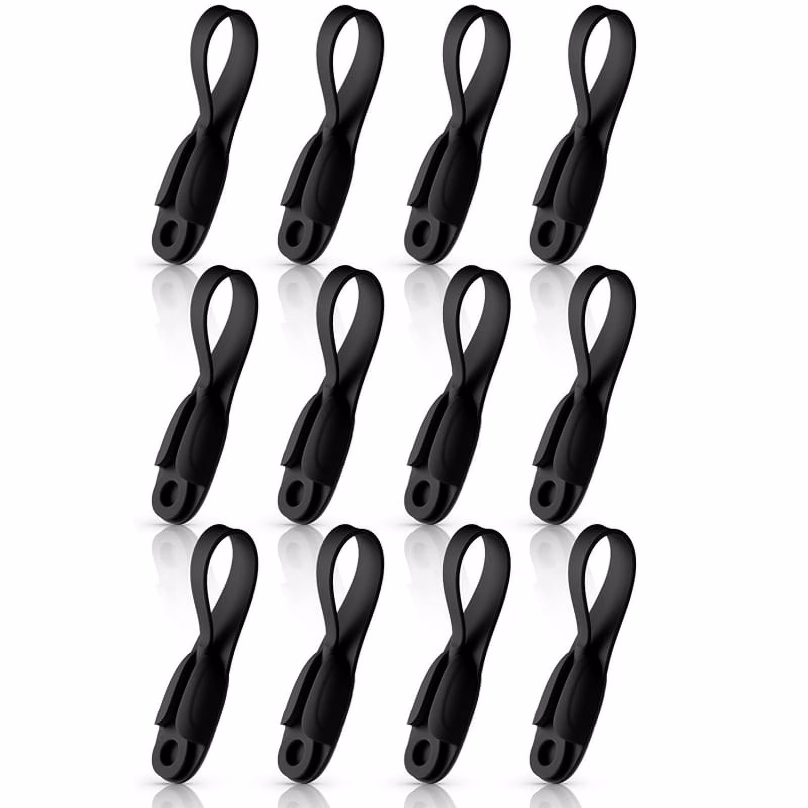 12Pcs Cord Bundlers Organizer for Appliances, Self Adhesive Kitchen Appliance Silicone Holder Black