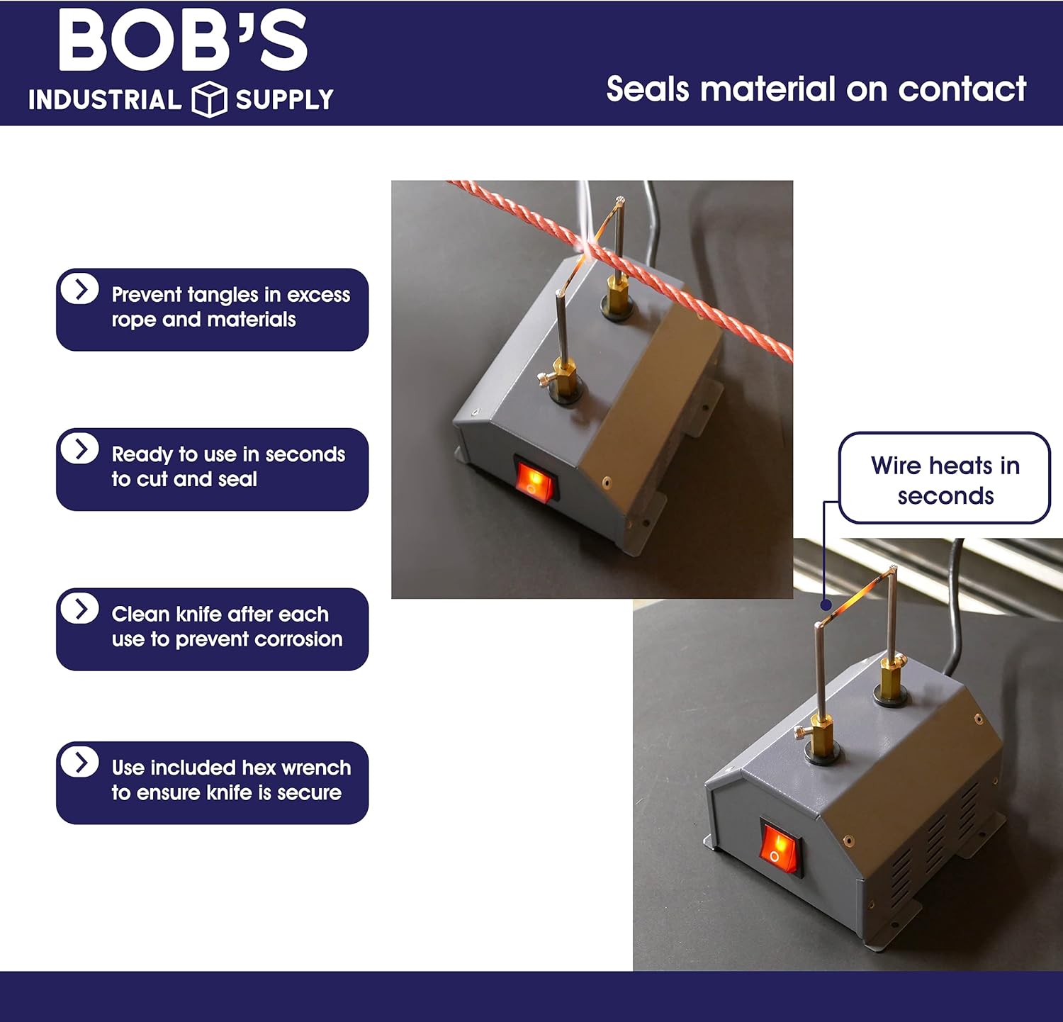 Electric Rope Cutter Blade Hot 30W - 932-Degrees Fahrenheit Rapid Heat Hot Knife - Synthetic Rope Cutting Tool