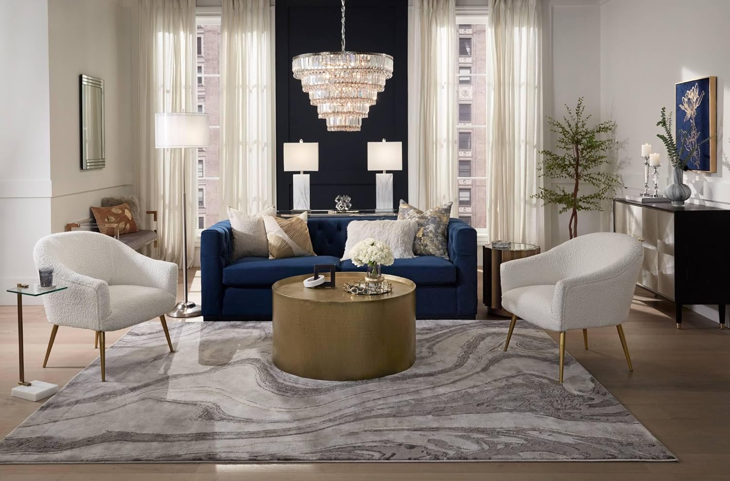 55 Downing Street Stefania Modern Silver Rectangular Console Table 50