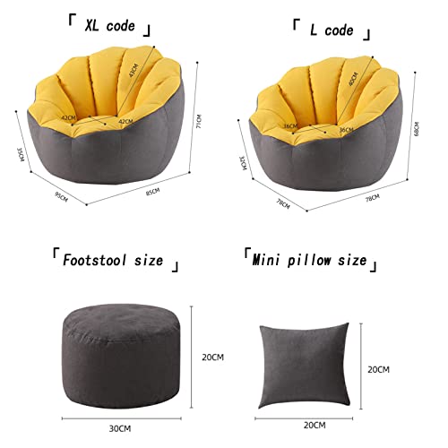 Bean Bag Chair Cover +Footstool Cover Petal-Shaped (No Beans) Sofa Lazy Sack for Kids, Adults, Couples - Bean Bag Chair,Pink,XL