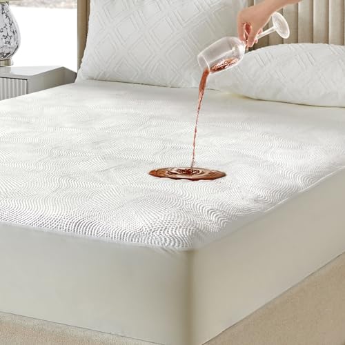 Tina's Home Waterproof Mattress Protector Queen Size - Cooling Mattress Cover 3D Air Fabric Noiseless Bed Cover - Pad Protectors Fitted with Deep Pocket 8