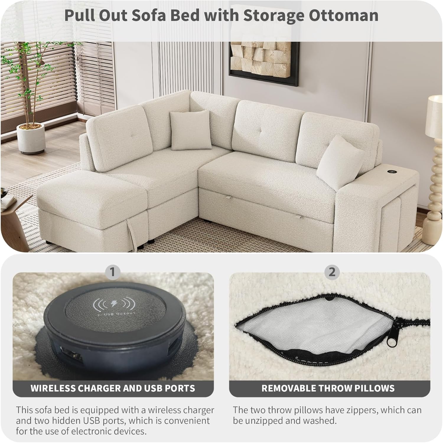 Convertible Sectional Couch for Living Room Sofa, 87.7