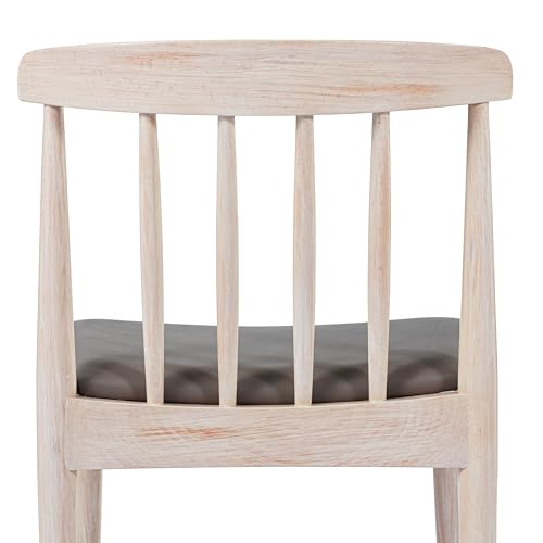 Flash Furniture Chester Commercial Grade Solid Dining Chair with Slatted Backrest, Set of 1, Black Vinyl Seat/Black Wood Frame