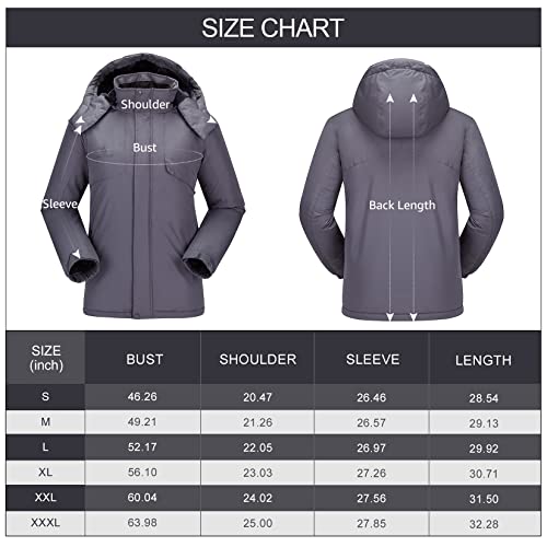 CAMEL CROWN Men's Waterproof Ski Jacket Warm Winter Snow Coat Mountain Windbreaker Hooded Raincoat Snowboarding Jacket