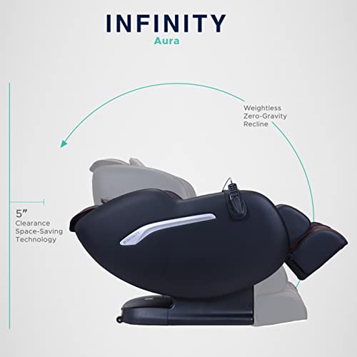 Infinity Aura Full Body Zero Gravity Massage Chair Air Compression, Space Saving Technology, Lumbar Heat, and Decompression Stretch Black with Brown
