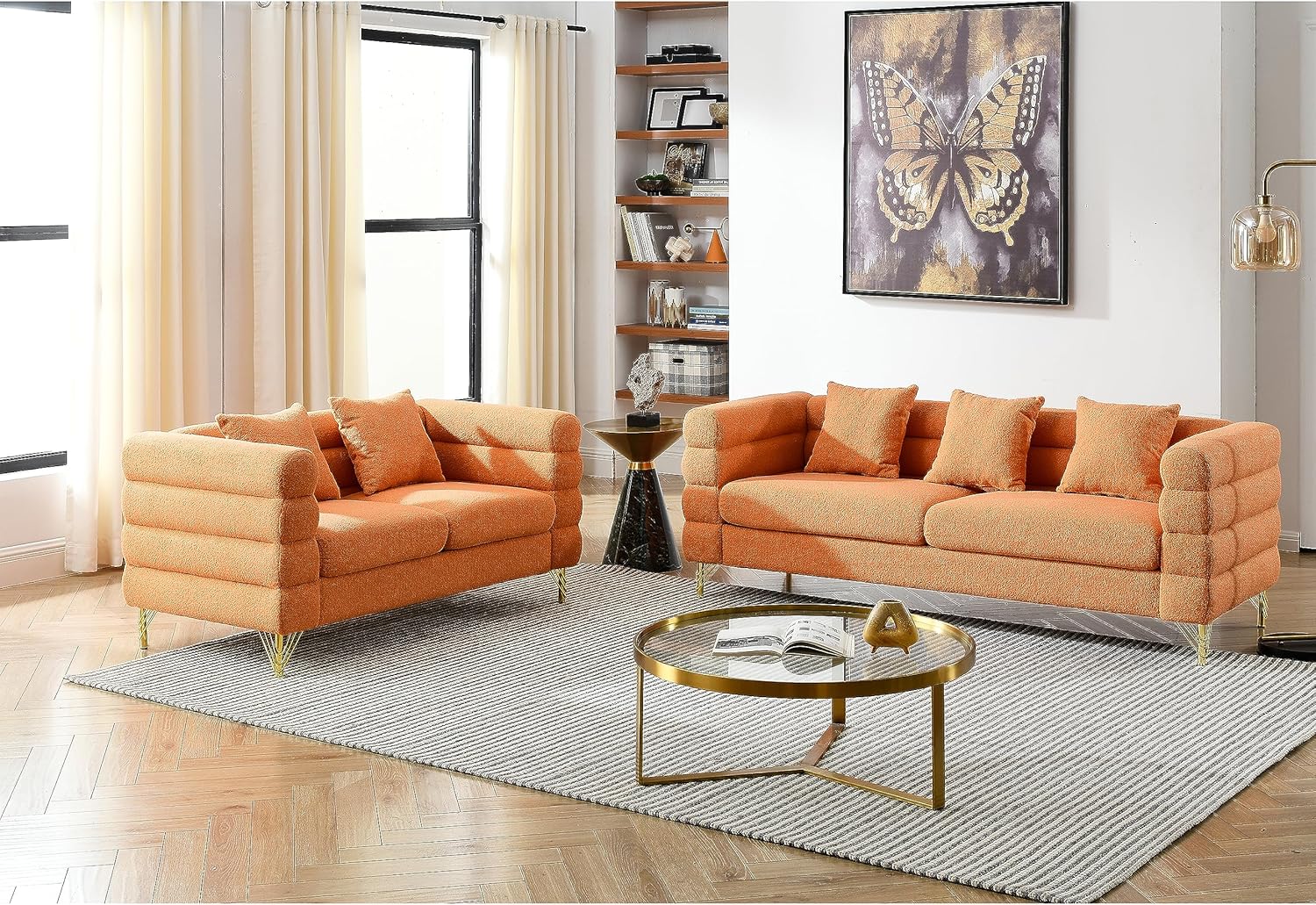 3-seater + 2-seater Combination sofa.ORANGE teddy