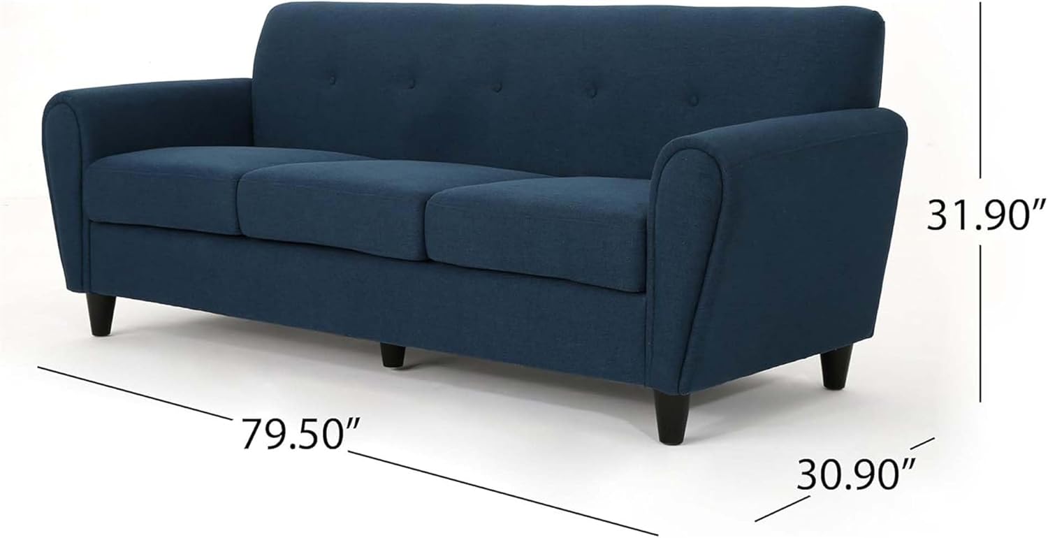 Merax Comfy 3 seat Sofa with Wooden Legs Modern Couch for Living Room, Bedroom, Apartment, Office, Navy Blue