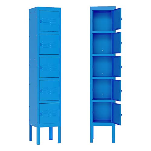 MIIIKO Metal Locker Single Tier with 2 Shelves, Storage Locker Cabinet with Vents and Hanging Hooks, for Employees Gym School Home Storage