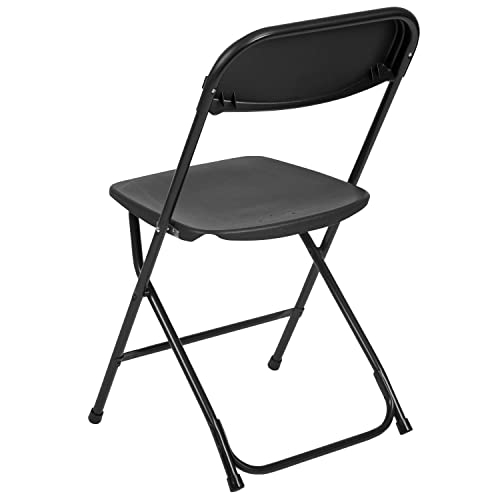 EMMA + OLIVER Set of 10 Plastic Folding Chairs - 650 LB Weight Capacity Lightweight Stackable Folding Chair in White