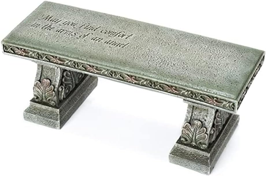 Roman Memorial Bench with Verse Inscribed on Top, 15.25-Inch, Resin, Small