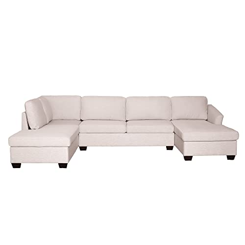 Modern Large U-Shape Sectional Sofa, Double Extra Wide Chaise Lounge Couch, Beige Living Room Furniture Sofas & Couches