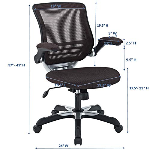 Modway Edge Mesh Back and Mesh Seat Office Chair In Black With Flip-Up Arms in Gray