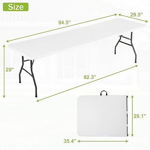 BSTOPHKL 6FT Plastic Folding Table Outdoor Indoor, Portable Dining Table for Camping Picnic Office Wedding with Carrying Handle