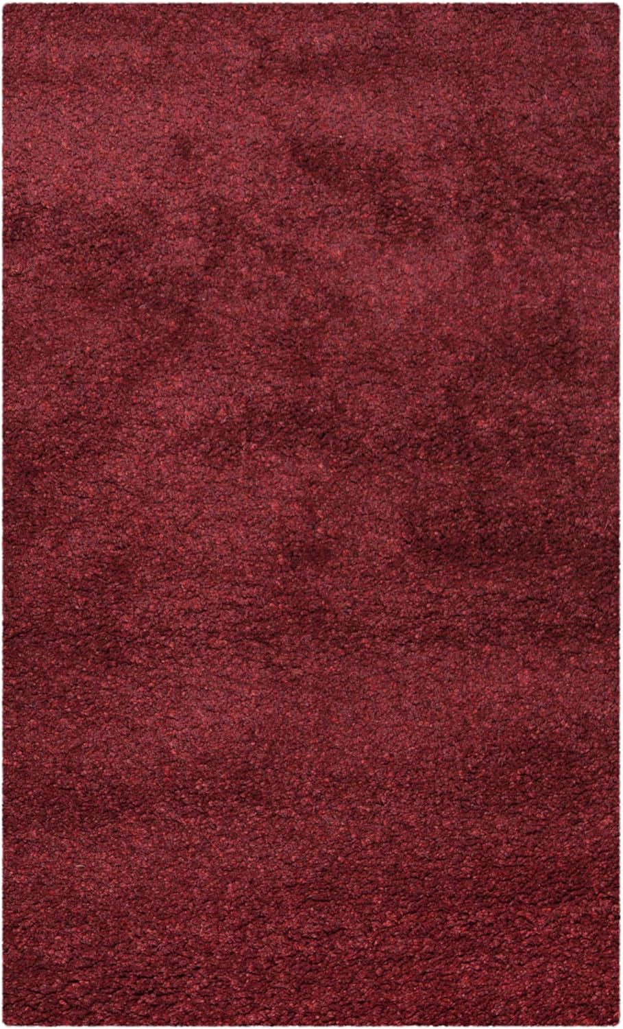 SAFAVIEH California Shag Collection Area Rug - 8' x 10', Maroon, Non-Shedding & Easy Care, 2-inch Thick Ideal for High Traffic Areas in Living Room, Bedroom (SG151-4242)