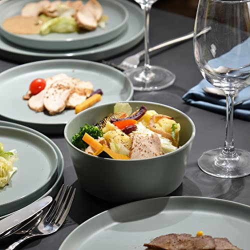 FINE&NICE 12PCS Melamine Dinnerware Sets, Outdoor Dinnerware Sets for 4,Durable Camper Dinerware,Lightweight, Dishwasher Safe and BPA Free(Spotty White)