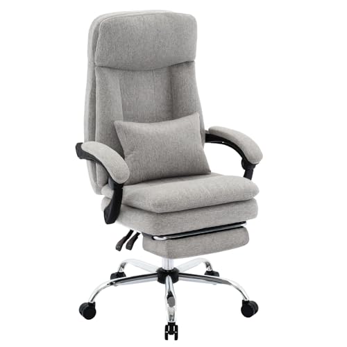 Office Chair Ergonomic Computer Chair High Back Executive Office Chair with footrest Cushion Soft Breathable Linen Chair can be Tilted Rotating Desk Chair
