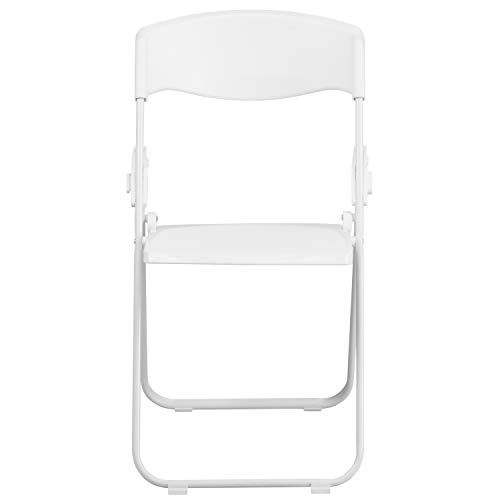 Flash Furniture HERCULES Series 500 lb. Capacity Heavy Duty White Plastic Folding Chair with Built-in Ganging Brackets