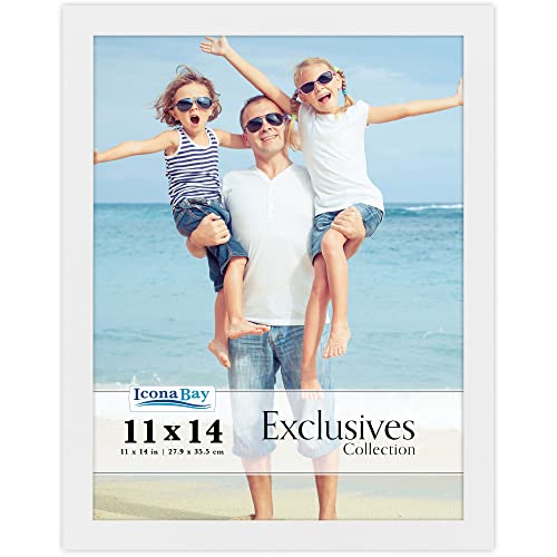 Icona Bay 8x10 White Picture Frame, Sturdy Wood Composite Photo Frame 8 x 10, Sleek Design, Table Top or Wall Mount, Exclusives Collection