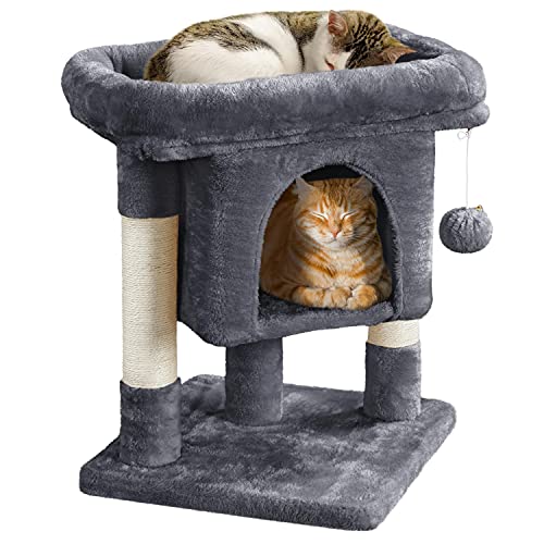 Yaheetech 23.5in Cat Tree Tower, Cat Condo with Sisal-Covered Scratching Posts, Cat House Activity Center Furniture for Kittens, Cats and Pets - Black