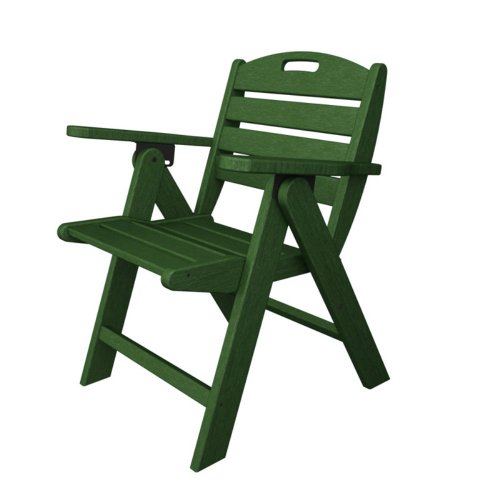 Polywood Outdoor Furniture Nautical Lowback Chair, Green-Recycled Plastic Materials