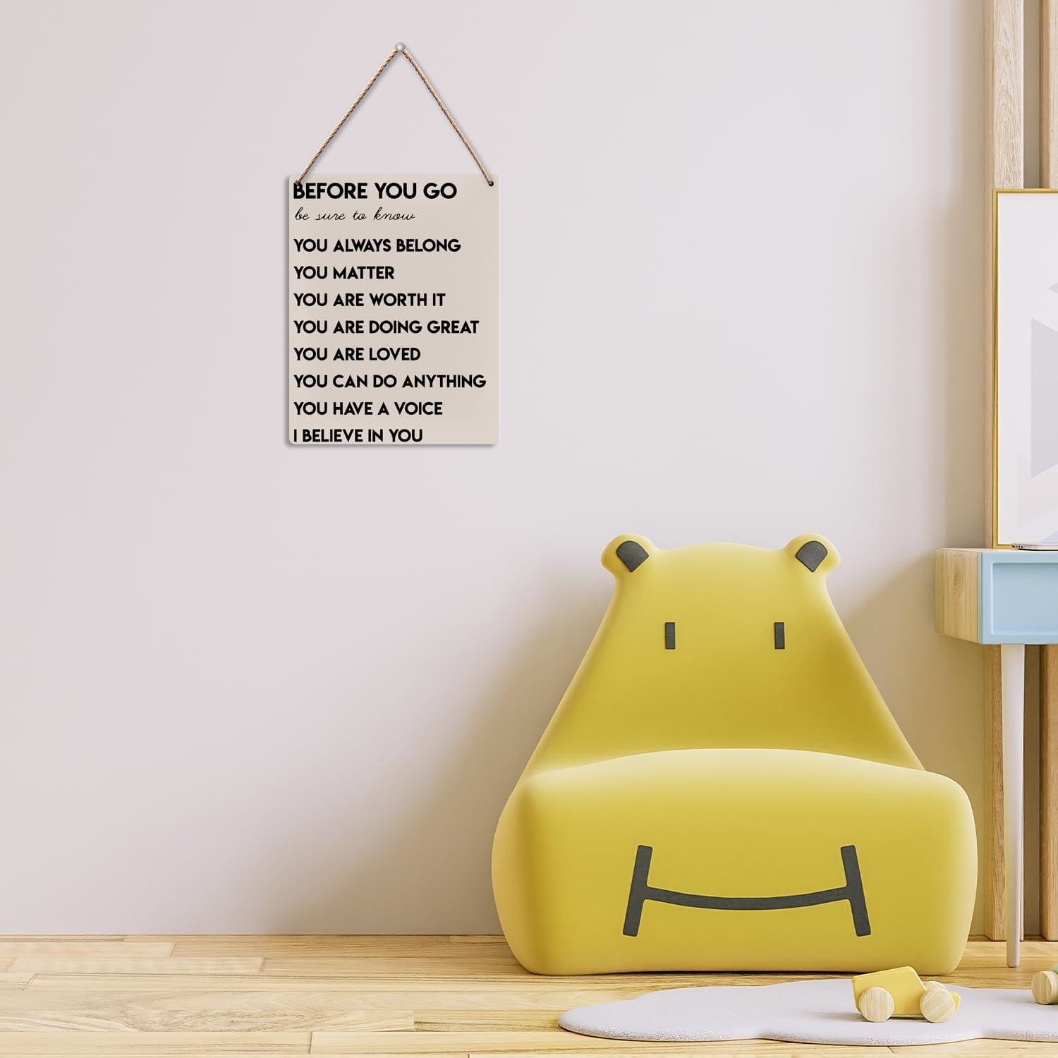 UYIKG Inspirational Wall Decor - Kids Motivational Wall Decor - Before You go be Sure to Know Wood Hanging Sign - Bedroom Classroom Porch 8x10 Inch