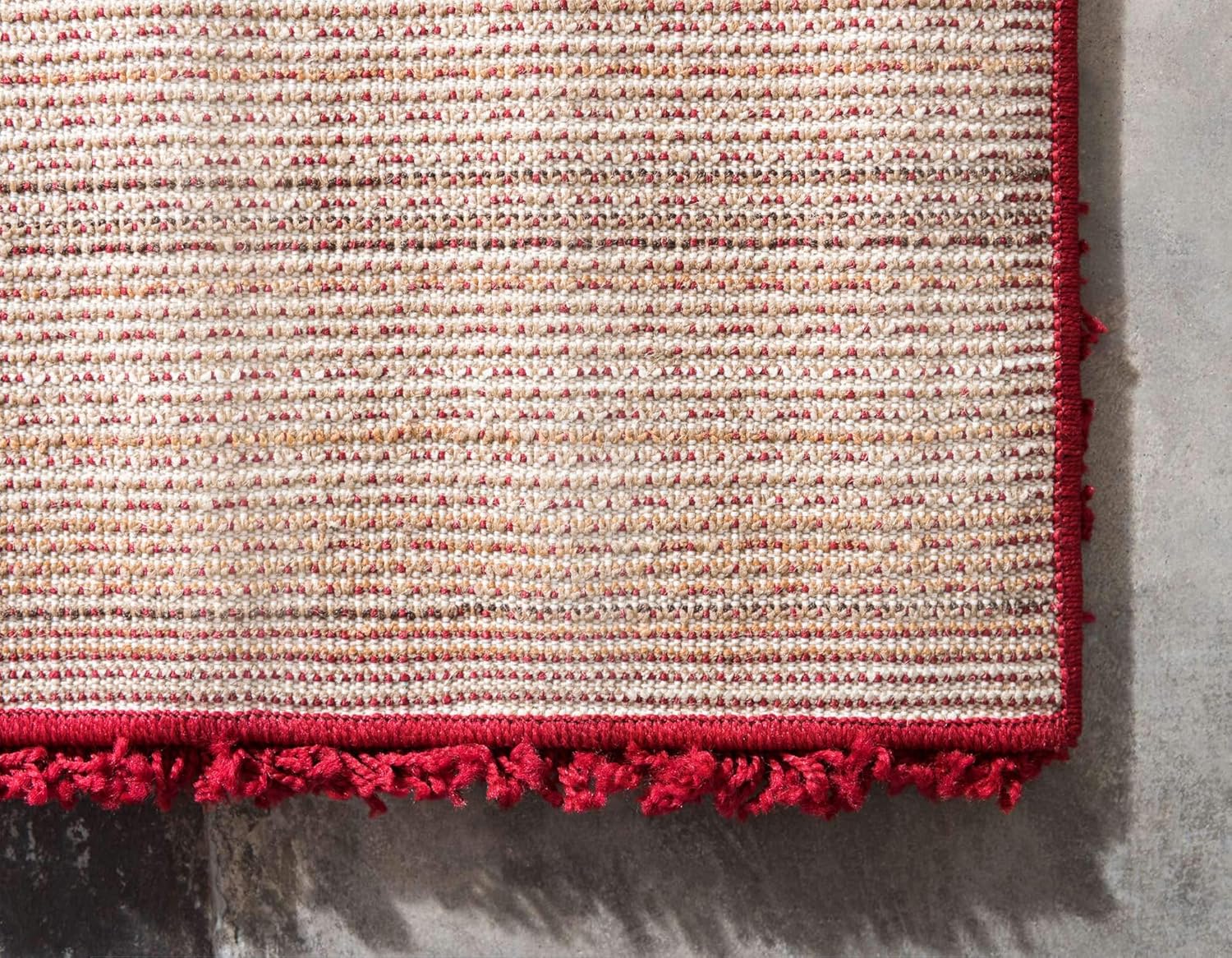 Unique Loom Solid Shag Collection Area Rug (8' x 10' Rectangle, Cherry Red)