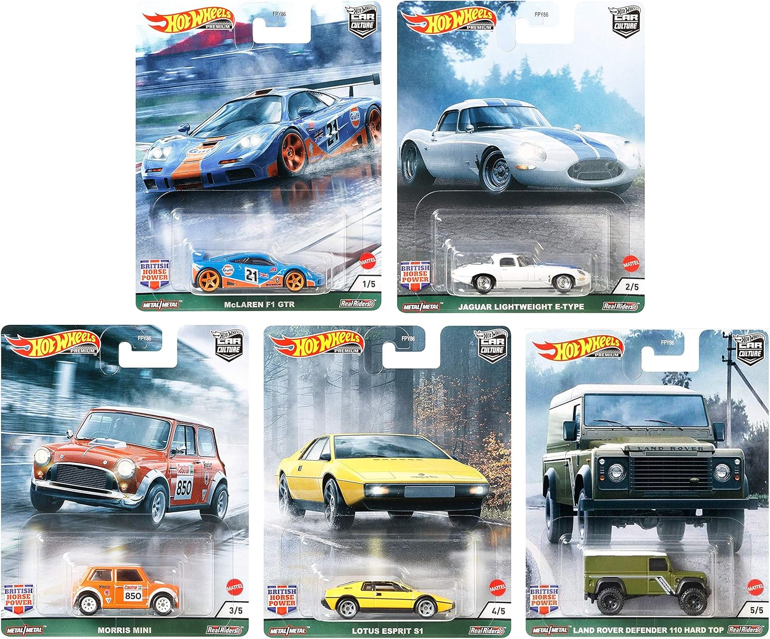 Hot Wheels Premium Car Culture 2021 British Horsepower Set of 5