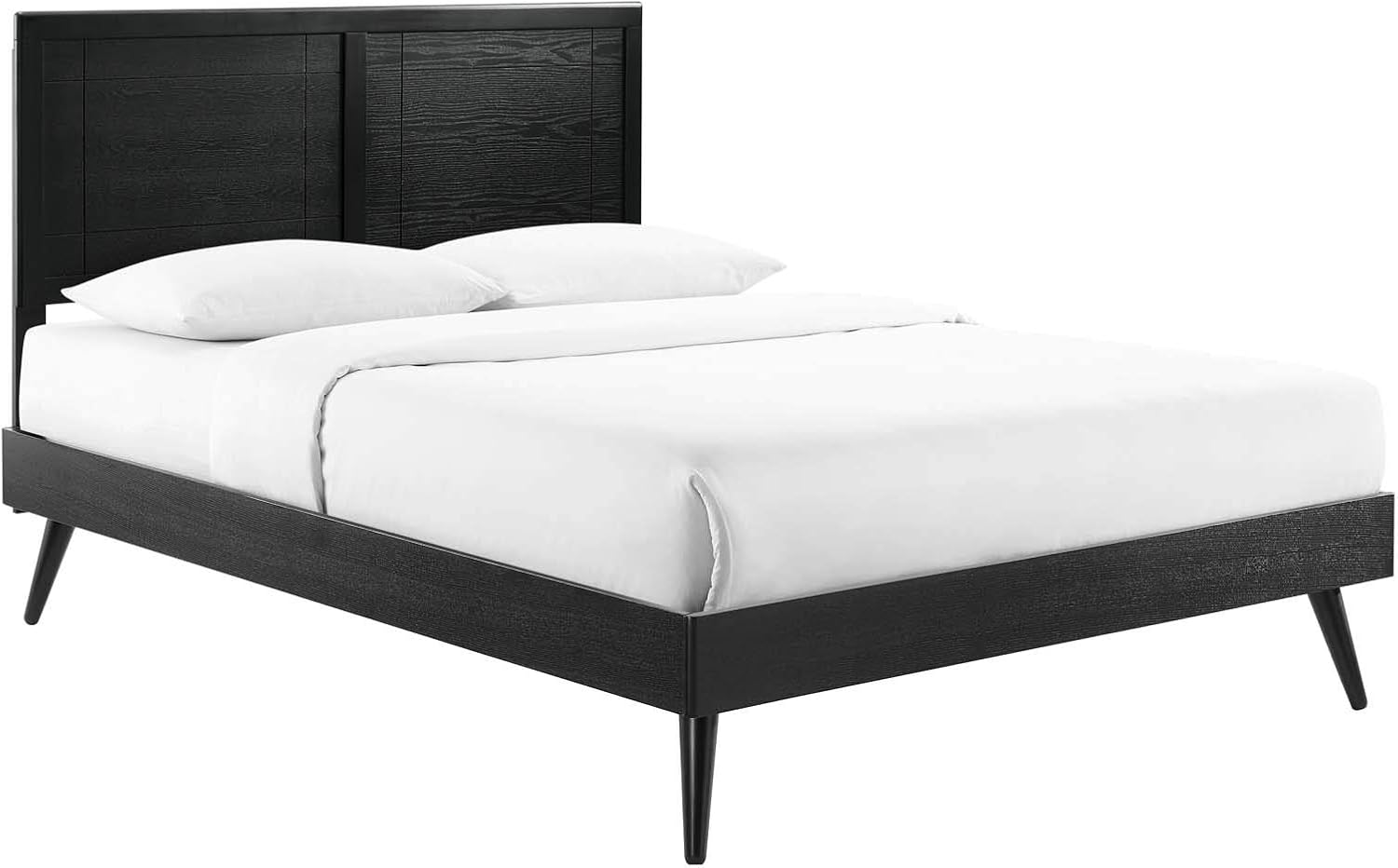 Modway Marlee Wood Queen Platform Bed in Black with Splayed Legs