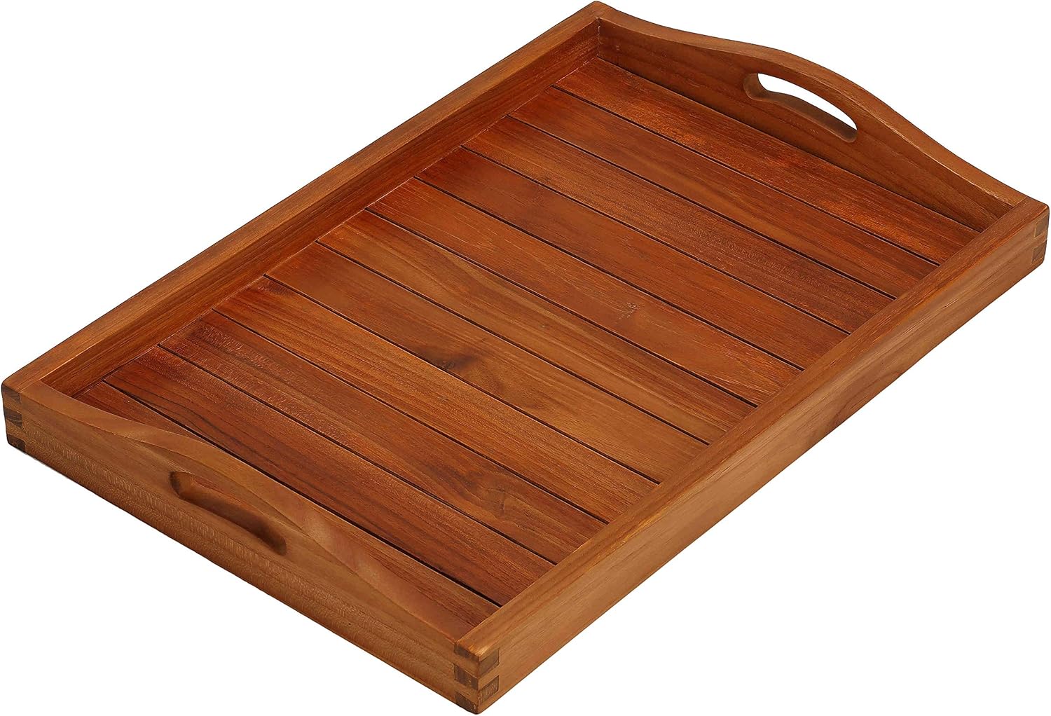 Bare Decor Vivi Spa/Serving Tray in Solid Teak Wood, Brown, 15.75x23.5