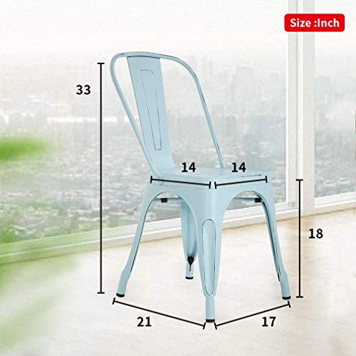 BLKMTY Kitchen Metal Chairs Dining Chair Set of 4 Indoor-Outdoor Chair Tolix Chairs Patio Chair Side Bar Chair with Back, Red