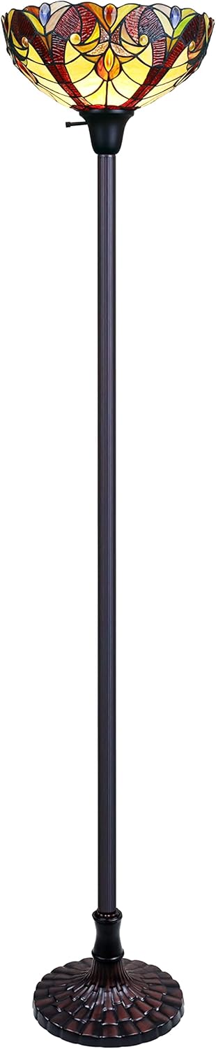 Chloe Lighting Adia Tiffany-Style Dark Bronze 1-Light Victorian Torchiere Floor Lamp 14