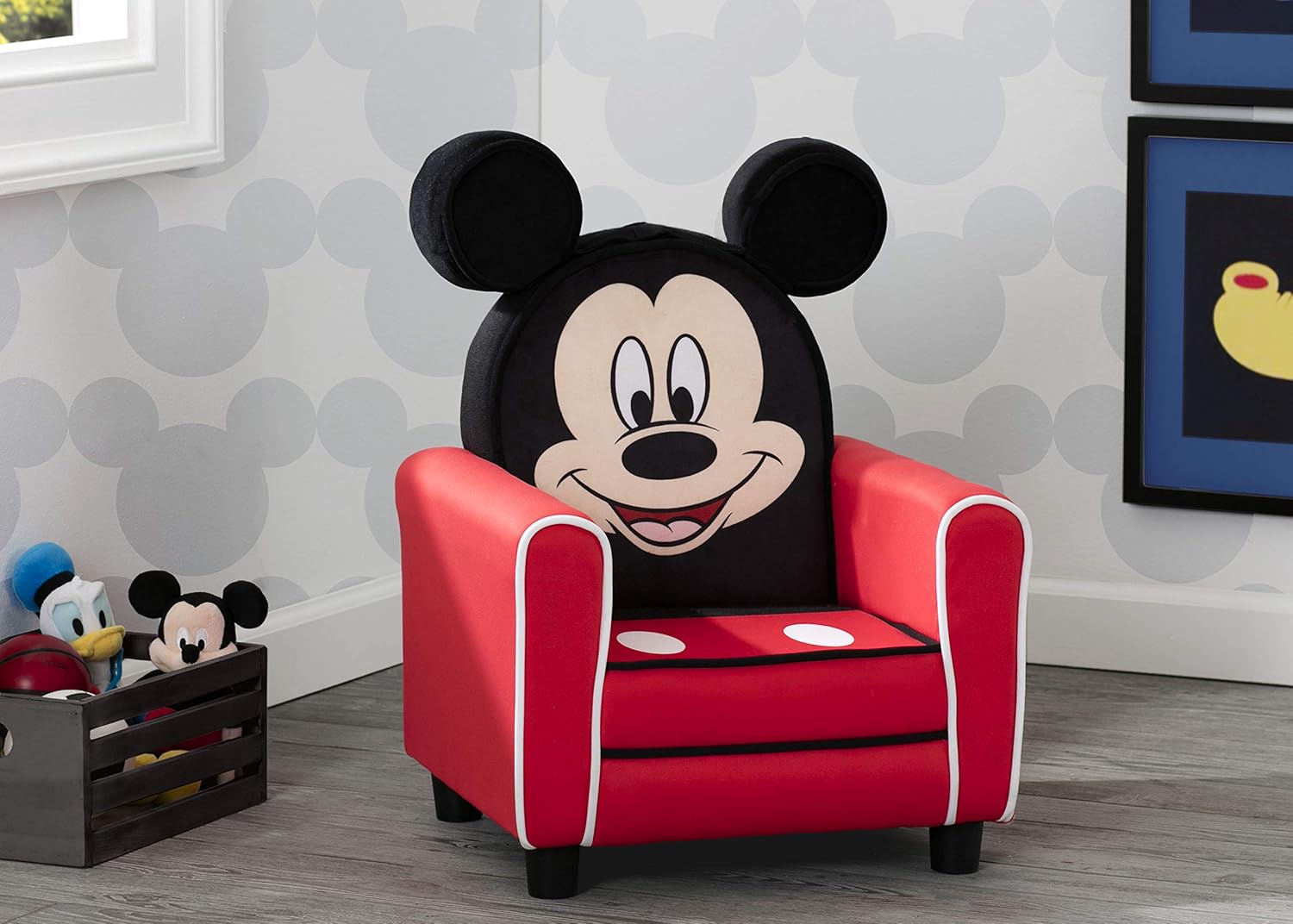 Delta Children Upholstered Chair, Baby Shark & Figural Upholstered Kids Chair, Wood,Disney Mickey Mouse