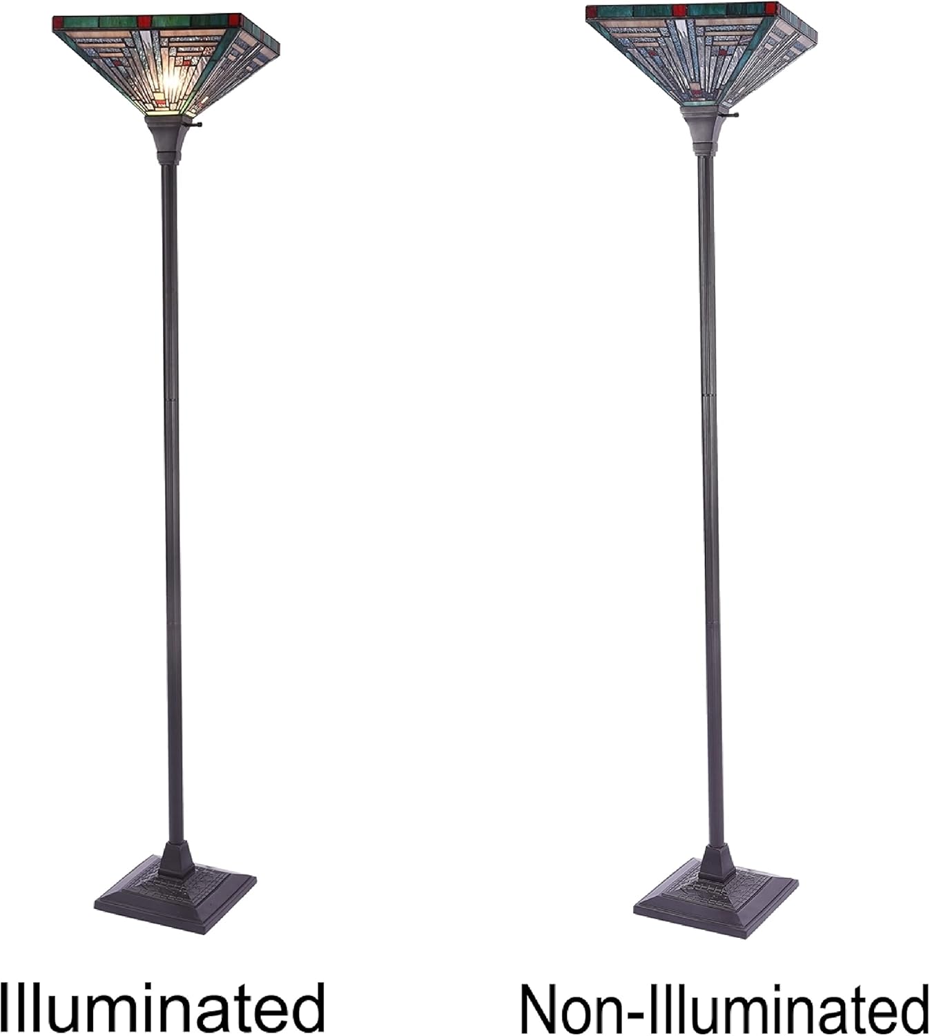 Chloe Lighting Innes Mission Tiffany-Style Blackish Bronze 1 Light Torchiere Lamp 14