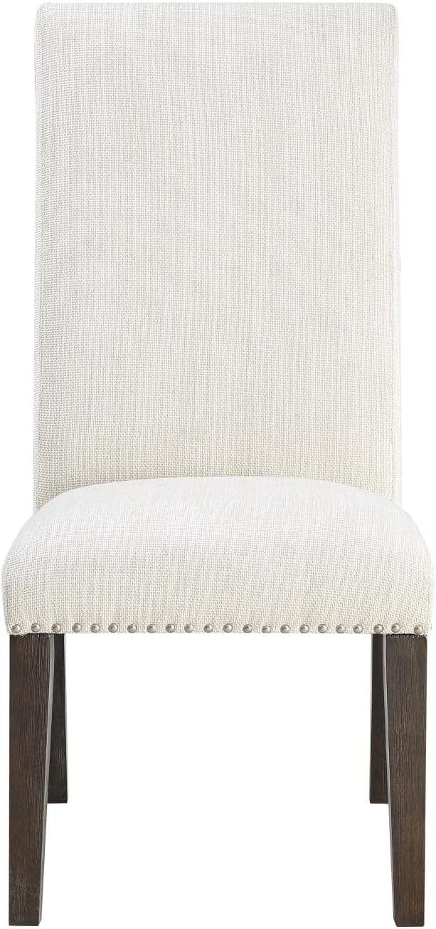 Steve Silver Upholstered Classic Styling, Dusty Charcoal Finish, Cream Fabric, Hutchins Dining Collection, Set of 2 Side Chair