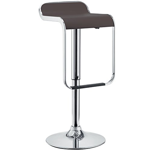 Modway LEM Mid-Century Modern Faux Leather Upholstered Adjustable Swivel Bar Stool in White