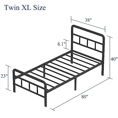 14 inch California King Bed Frames with Headboard and Footboard, Heavy Duty Metal Platform with Steel Slat Support, No Box Spring Needed, Easy Assembly, Black