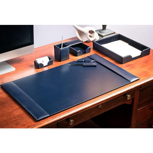 DACASSO Bonded Leather Desk Set - Luxury Leather Desk Pad & Desk Organization Essentials (Burgundy, 8 Piece)