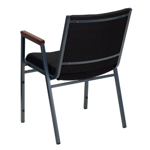 Flash Furniture HERCULES Series Heavy Duty Gray Fabric Stack Chair with Arms and Ganging Bracket