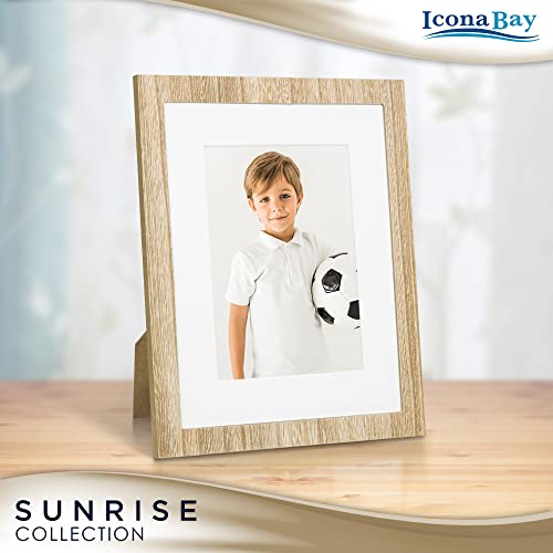 Icona Bay - 8x10 Mat to 5x7 White Picture Frame - Painted Solid One-Piece Wood Composite, Modern Farmhouse - Sunrise Collection