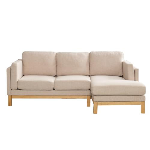 84 Inches L Shaped Sectional Sofa, Convertible Sectional Couch with Reversible Chaise, Linen 3-Seat Couches with Thick Cushion for Living Room Dark Grey