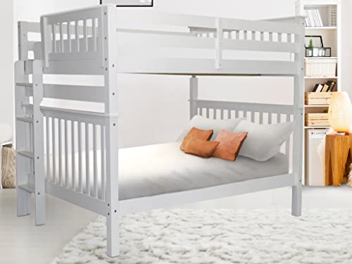 Bedz King Bunk Beds Full over Full Mission Style with End Ladder, Gray