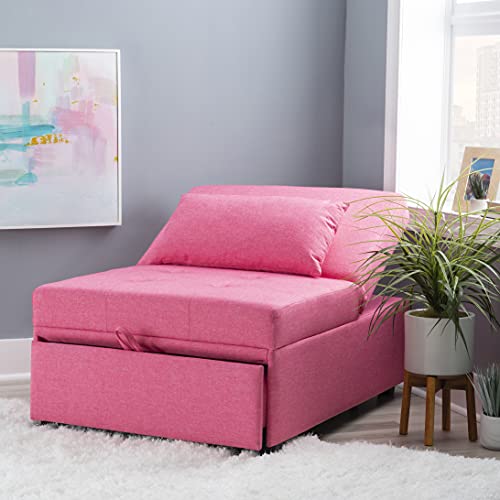 Powell Hot Pink Marnie Convertible Sofa Bed with Matching Roll Pillow