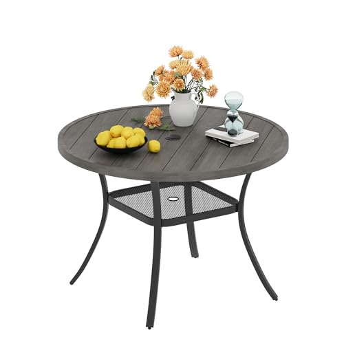 VICLLAX Patio Dining Table Outdoor Metal Steel Frame Square Table, Dining Table for 4